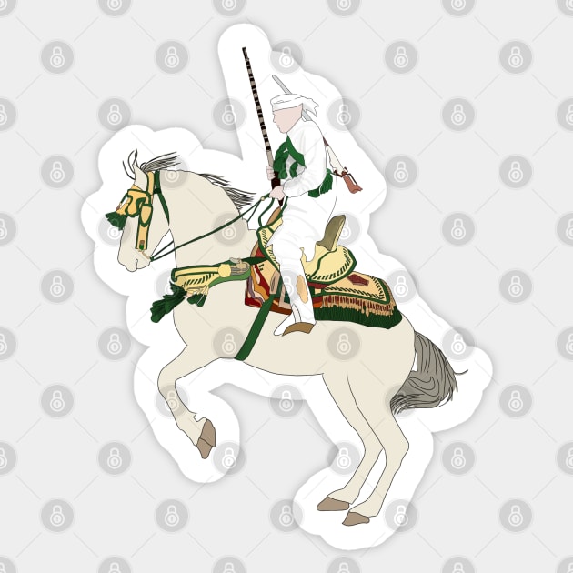 Moroccan Horse with His Saddle - Tbourida - Moroccan Equestrian Art Sticker by Tilila